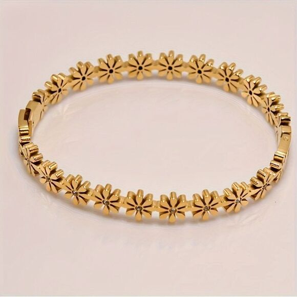 Boho flower bangle #1408 - Picture 1 of 5